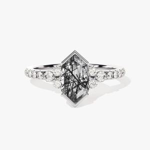 Bague en argent Sterling 925 pour femmes Style Boho fait à la main noir rutile pierres précieuses bijoux de mariage tendance amour cadeau - Product Image 1