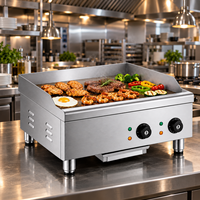Plaque de cuisson électrique professionnelle robuste 220V 5400W avec double contrôle de température, plaque de 16 mm d'épaisseur en acier inoxydable pour comptoir