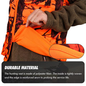 Gilet de chasse respirant en polyester imprimé camouflage, doublure en coton, multi-poches, gilet de chasse en camouflage pour la chasse en terrain élevé - Product Image 6