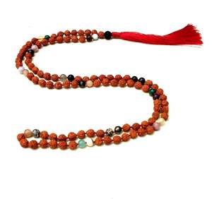 พรีเมี่ยมโยคะเครื่องประดับ Rudraksha ธรรมชาติ8มิลลิเมตร108ผูกปมมาลาสวดมนต์ลูกปัดแฮนด์เมดศิลปินอินเดียลูกปัดสร้อยคอ - Product Image 2