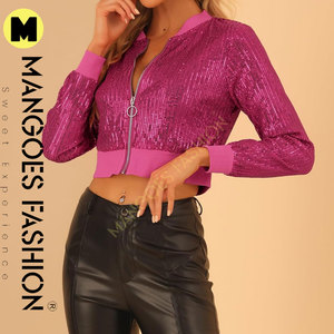 Chaqueta Corta Acolchada para Mujer, Transpirable, con Exterior de Lona y PU, Forro de Seda, Color Rosa Intenso, Cierre Frontal con Cremallera, Capucha Desmontable, Impresionante - Product Image 3