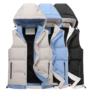 Veste d'hiver sans manches à capuche décontractée personnalisée en gros pour hommes, respirante, rembourrée de coton, épaisse, avec poches - Product Image 1