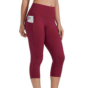 Leggings grande taille en coton/fibre de bambou pour femmes du Pakistan Leggings de yoga capri pour femmes respirants avec poches - Product Image 6
