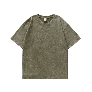 Wholesale Acid Washed T <b>Shirts</b> 100% Cotton Custom <b>Men</b> Breathable Quick Dry Regular Fit Knitted Anti-Pilling 320g <b>Silk</b> Screen - Product Image 1