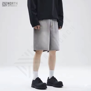 กางเกงยีนส์ขาสั้นผ้ายืดขาสั้นแบบลำลองสำหรับผู้ชายฤดูร้อนกางเกงผ้ายีนส์สีเทากางเกงขาสั้นผ้าแคนวาสสำหรับผู้ชายแนวสตรีทฤดูร้อน - Product Image 3