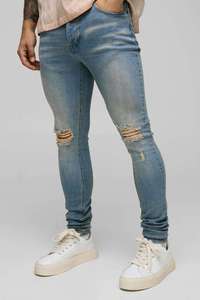 กางเกงยีนส์ทรงสลิมฟิตแฟชั่นปี 2025 กางเกงยีนส์ผู้ชายทรงสกินนี่แบบขาดๆ สไตล์ฮิปฮอป กางเกงสตรีทแวร์ ผลิตในปากีสถาน บริการ OEM - Product Image 5