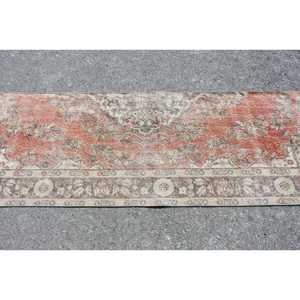 Turkish Rug, 2.8x9.3 ft <b>Runner</b> Vintage Rug, <b>Red</b> Gray Abstract Rug - Product Image 4