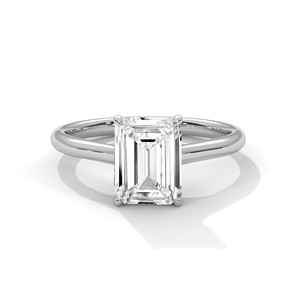2.0ct Emerald Cut Moissanite <b>Solitaire</b> <b>Ring</b> 925 Sterling <b>Silver</b> Classic Engagement Band - Product Image 3