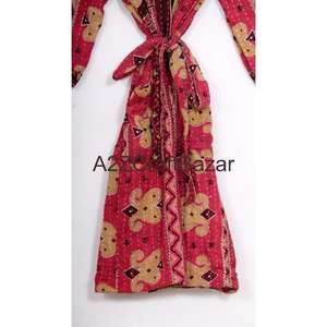 Chaqueta Corta de Invierno Kantha Hecha a Mano para Mujer, 100% Algodón, Cuello en V Floral, Cierre con Cordón, Transpirable, Secado Rápido, Tres Cuartos - Product Image 6