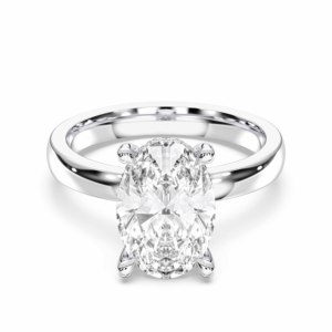 Anillo de compromiso solitario de 3,19 quilates de moissanita de forma ovalada y redonda de quilates, hecho en plata para mujer - Product Image 6