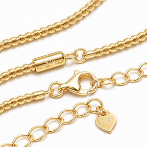 Collar <span class=keywords><strong>de</strong></span> Cadena <span class=keywords><strong>de</strong></span> Alambre Enrollado Chapado en <span class=keywords><strong>Oro</strong></span> <span class=keywords><strong>de</strong></span> Plata <span class=keywords><strong>de</strong></span> Ley 925 <span class=keywords><strong>de</strong></span> 45 cm con Cadena <span class=keywords><strong>de</strong></span> Extensión <span class=keywords><strong>de</strong></span> 5 cm y Cierre <span class=keywords><strong>de</strong></span> Mosquetón - Product Image 2