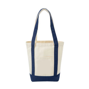 Bolsa de Playa de Nylon Resistente de Primera Calidad, Diseño Personalizable, Blanca con Parches Azul Oscuro, Asa de Cuerda con Inicial Bordada, para Cuatro Personas - Product Image 5