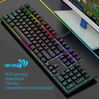 Clavier mécanique HK-HHT, usine d'origine, RGB, axe cyan, anti-poussière et étanche, 104 touches, clavier de jeu compétitif