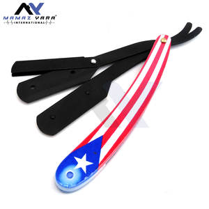 Navaja de Afeitar Profesional con Diseño de la Bandera de Puerto Rico, Bloqueo Oscilante, Hoja de Afeitar Recta, Mango Recubierto de Papel - Product Image 5