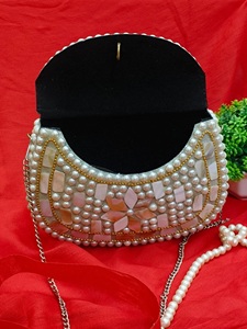 Bolso de mano de lujo con cuentas de perlas hecho a mano con mosaico de nácar y piedras decorativas, monedero de boda para fiesta de noche para mujer - Product Image 5