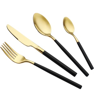 Juego de cubiertos de acero inoxidable al por mayor, cubiertos con acabado de espejo dorado resistente, cubiertos duraderos ecológicos para restaurante - Product Image 3