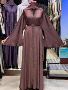 New Modest Dubai Kaftan Abaya Polyester Beaded <b>Sequined</b> Muslim Traditional Handmade Wedding V Neck Ankle Length Long Sleeve - Product Image 2