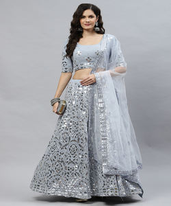 Precio al por mayor en la secuencia de hilo de Georgette de moda Trabajo Lehenga Choli Estilo indio Ropa de fiesta Ropa étnica con Dupatta - Product Image 5