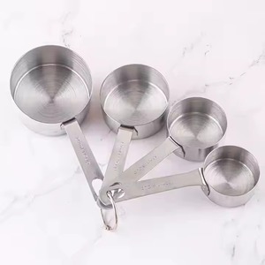 Vasos medidores de acero inoxidable chapados en plata, perfectos para herramientas de cocina duraderas de grado superior, juego de calidad superior de 4 Uds. - Product Image 4