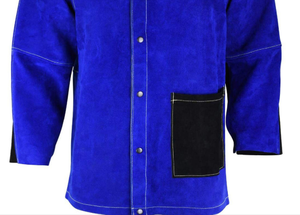 Chaqueta de Soldadura de Cuero Vacuno Azul Resistente, Estilo Ropa de Trabajo, Chaquetas de Seguridad para Soldadores - Product Image 4