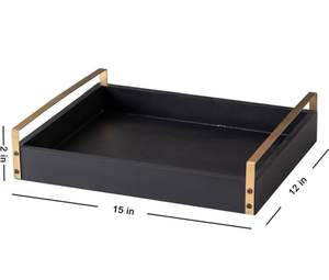 Plateau de service en bois au design fabuleux avec poignées en métal Plateau de bonbons chocolats de couleur noire de qualité supérieure PAR HF CRAFTS - Product Image 2