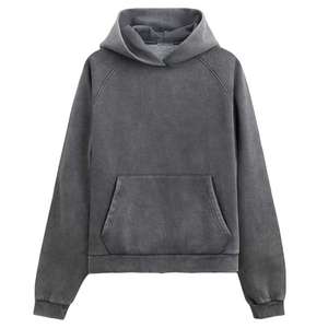 Sweat-shirts pour hommes personnalisés, extra larges, avec strass, effet délavé à l'acide, en molleton français de haute qualité, style streetwear, coupe super carrée, effet délavé à l'acide - Product Image 1