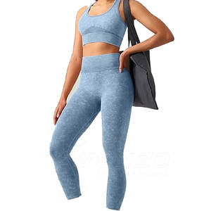 Ensemble de yoga pour femmes grande taille à haute élasticité avec logo sur le devant, soutien-gorge de sport et leggings pour l'entraînement en salle de sport et la remise en forme - Product Image 1