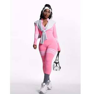 Stretch Activewear Zip up <b>Sweatshirt</b> Jacket and Pants Custom Loungewear Skinny Two Piece Set Women Tracksuit Clothing - Product Image 4