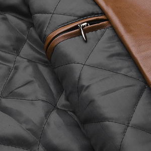 Men's Winter Slim Leather Jacket with <b>Stand</b> Collar Custom Logo High Quality OEM Service Best Selling - Product Image 6