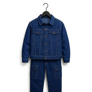 Conjunto de Dos Piezas de Mezclilla para Mujer, Diseño Personalizado, Color Liso, Top Corto, Corte Ajustado, Color Azul, Patchwork - Product Image 3