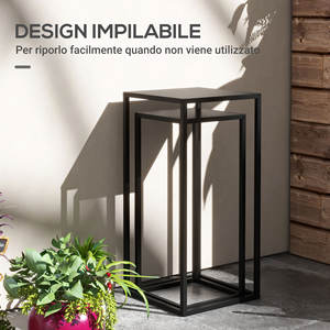 Pour Plant Stand Table Set de 2 en Acier pour Intérieur et Extérieur 31x31x65 cm Noir - Product Image 6
