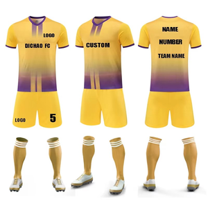 Maillot de football personnalisé pour adultes avec logo d'équipe, en tissu mesh respirant à manches courtes, uniforme de football OEM en gros - Product Image 1