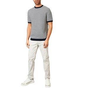 เสื้อยืดคอตตอนคุณภาพดีที่ปรับแต่งได้ เสื้อยืดผู้ชายทรงปกติสีเทา เสื้อยืดลายทางผู้ชาย คอกลม แขนสั้น - Product Image 5