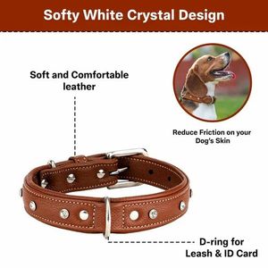 Collier pour chien en cuir rembourré durable fait à la main, respirant, réglable, élégant, avec détails en pointes, luxe personnalisé, Noël - Product Image 2
