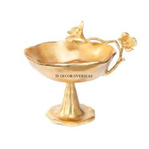 Bol design à fleurs en métal de qualité supérieure entièrement plaqué or pour servir des aliments et un centre de table Bol décoratif - Product Image 1