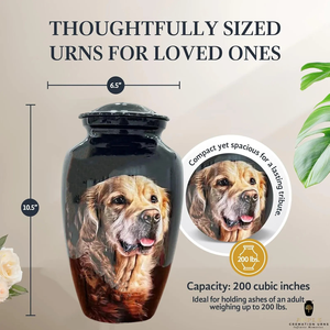 Urnas de cremación de aluminio hechas a mano Diseño grabado para perros Urnas de cremación | Elegante revestimiento Meena Diseño a prueba de fugas - Product Image 2