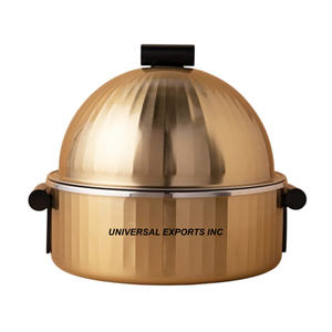 Casserole isotherme à double paroi, finition argentée, design élégant, forme ronde, vaisselle en métal, chauffe-plats - Product Image 2