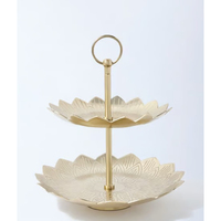 Meistverkaufter 2-stöckiger Goldener Metall-Kuchenständer Umweltfreundlich Modern Hochzeits-Geburtstags-Party-Deko Luxuriöses Dessert-Serviertablett