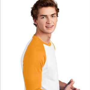 T-shirt à manches longues raglan et col rond 100% coton pour hommes, couleur contrastée, avec motif uni en coton - Product Image 4