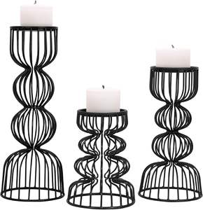 Best Quality Handmade Lead-Free <b>Iron</b> Art Votive Set 3pcs Black Inner Gold Christmas Easter Durable Wax Candle Holders Home Decor - Product Image 4
