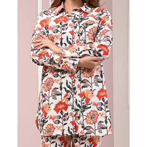 Conjunto de 2 Piezas de Algodón en Blanco y Rojo, Talla 3XL, Estampado, para Verano, con Decoración de Botones en la Parte Superior y Pantalones Cortos - Product Image 2