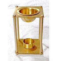 Brûleur d'encens en laiton élégant, chauffe-huile aromatique pour bougie chauffe-plat avec diffuseur d'huiles essentielles finition dorée motif étoile anis
