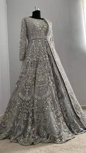 NEW EMBROIDERY on BRIDAL FLOOR-LENGTH DRESS WITH <b>BELT</b> & DUPATTA WITH EMBELLISHED CRYSTAL GLASS BEADS,DABKA <b>WORK</b> for WEDDING@2024 - Product Image 2