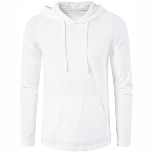 Sweat-shirt à capuche blanc uni, style streetwear minimaliste, avec cordons de serrage ajustables - Product Image 6