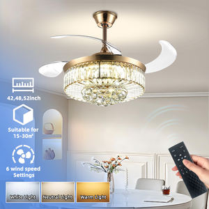 52インチモダンアメリカンデザインLED天井ファン静かな3ブレードDCモーターゴールドシルバーカラーリバーシブルリモコン大型ライト - Product Image 3