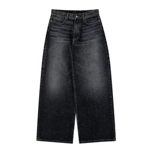 Pantalon en jean noir ample, pantalon en denim vintage délavé à l'acide avec poches décontractées, jean en vente promotionnelle avec logo personnalisé - Product Image 1