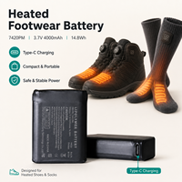 Batterie pour semelles chauffantes 3.7V 4000mAh LiPo pour chaussettes et chaussures chauffantes, hiver, extérieur, vente en gros, longue autonomie, OEM ODM