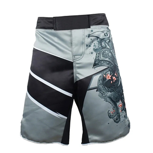 กางเกงขาสั้น MMA แบบสองโทนสีพิมพ์ลายกราฟิกสำหรับผู้ชายสายรัดเอวแบบตีนตุ๊กแกพร้อมตัวปิดบินระบายอากาศ - Product Image 2