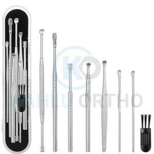 KAHLU ORTHOPEDIC Lot de 8 kits d'enlèvement de cire d'oreille en acier inoxydable et boîte de rangement portable Outils de nettoyage d'oreille Kit de cire d'oreille - Product Image 1