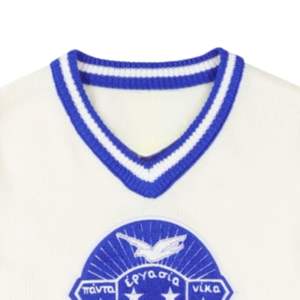 Bulk Sorority Sweater Zeta Phi Beta Ivory V-Neck Knit Pullover Wholesale Custom Collegiate Greek Apparel 30% <b>Wool</b> 70% <b>Acrylic</b> - Product Image 4